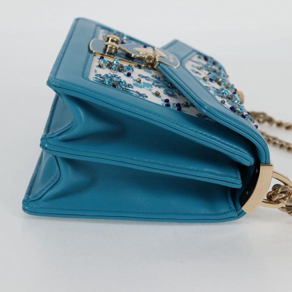 Miu Miu Chain Shoulder Bag Blue Canvas Shoulder Bag (Pre-Owned) - Picture 4 of 16